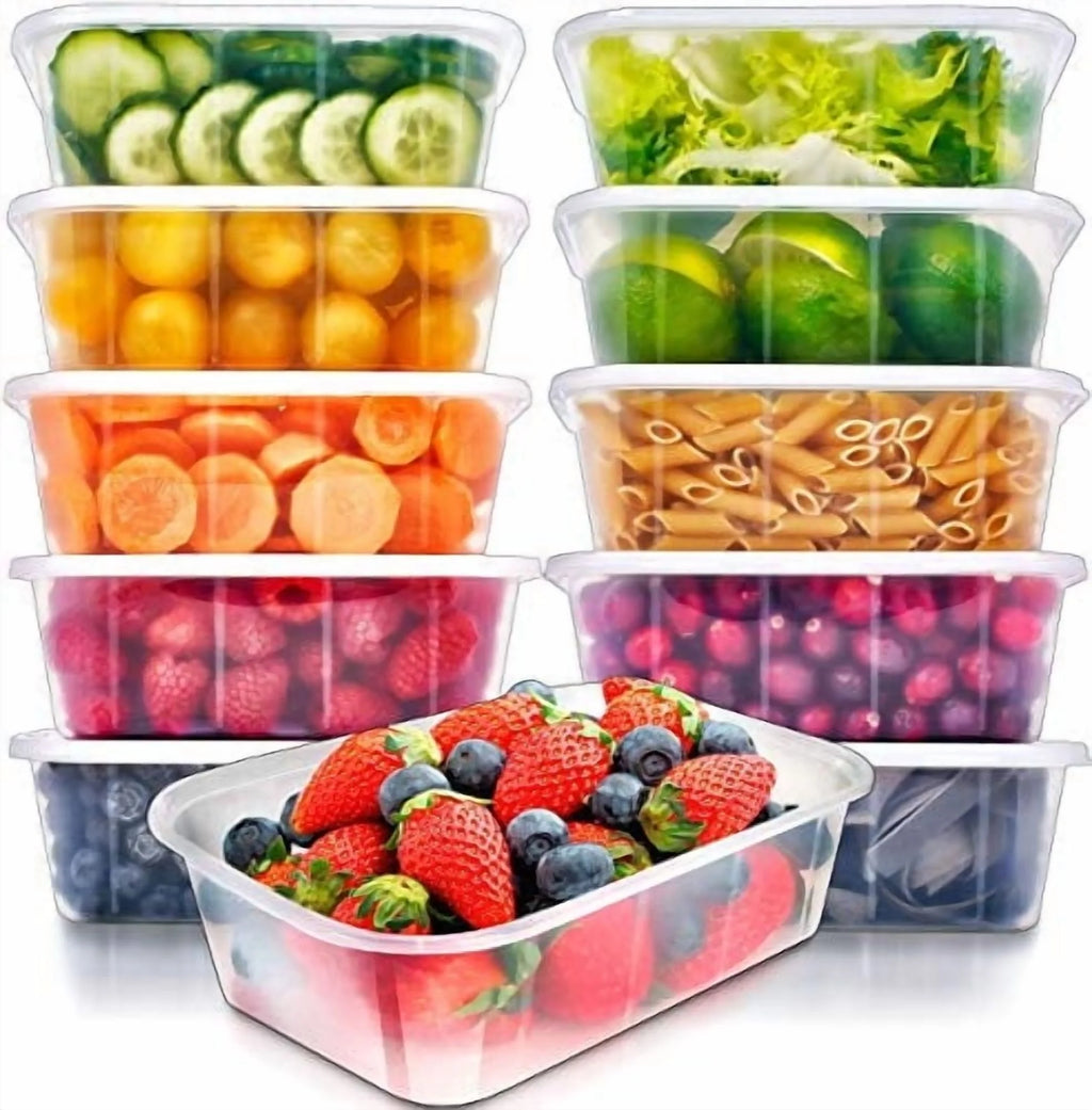 10 Pack Meal Prep Containers - 10 Pack of 25 Oz 100% Bpa-Free Plastic Food Storage Containers with Lids - Reusable Plastic Containers with Lids - Dishwasher Safe Lunch Containers