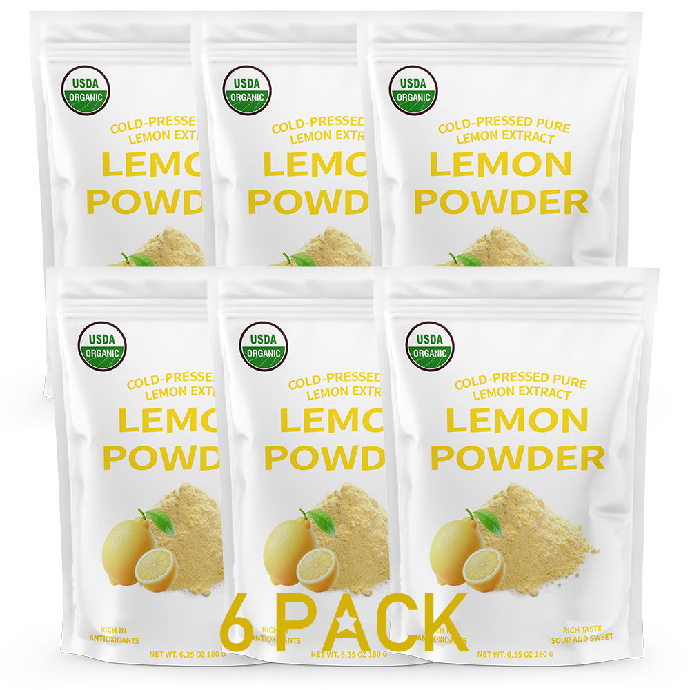 Organic Lemon Powder, 6.35oz (180g), Real Natural Lemon Powder, Selected High-quality Lemons, Sugar Free And Additive Free, Rich Fresh Lemon Flavor, Suitable For Seasoning Smoothies, Beverages And Salads, Reusable Sealed Bag Chef's Market
