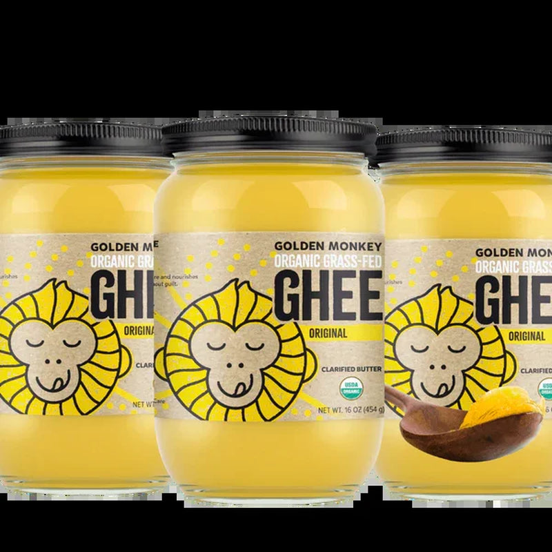 Golden Monkey Ghee Organic Grass-Fed Clarified Butter, Original, 8 Fl Oz