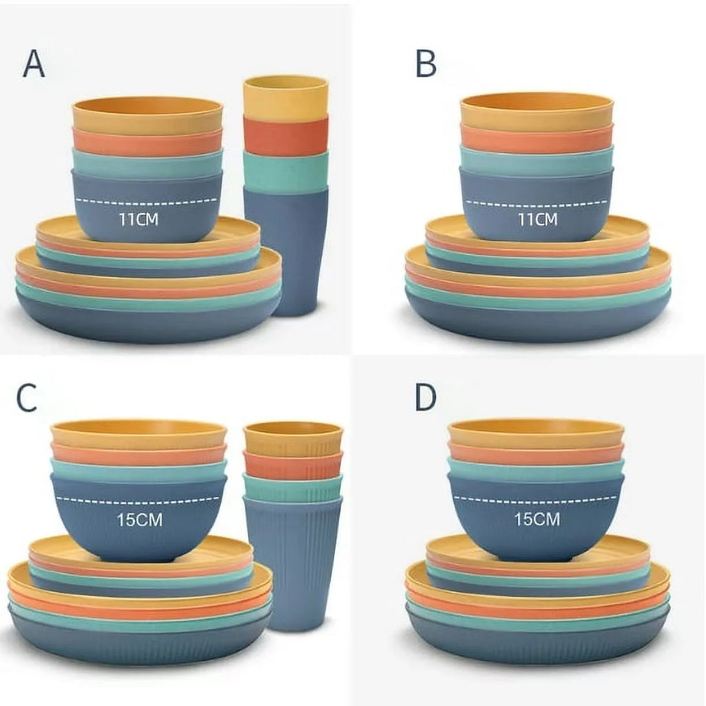 Wheat Straw Dinnerware Set - Durable, Non-Toxic, Sustainable, Eco-Friendly,Stain-Resistant & Dishwasher Safe