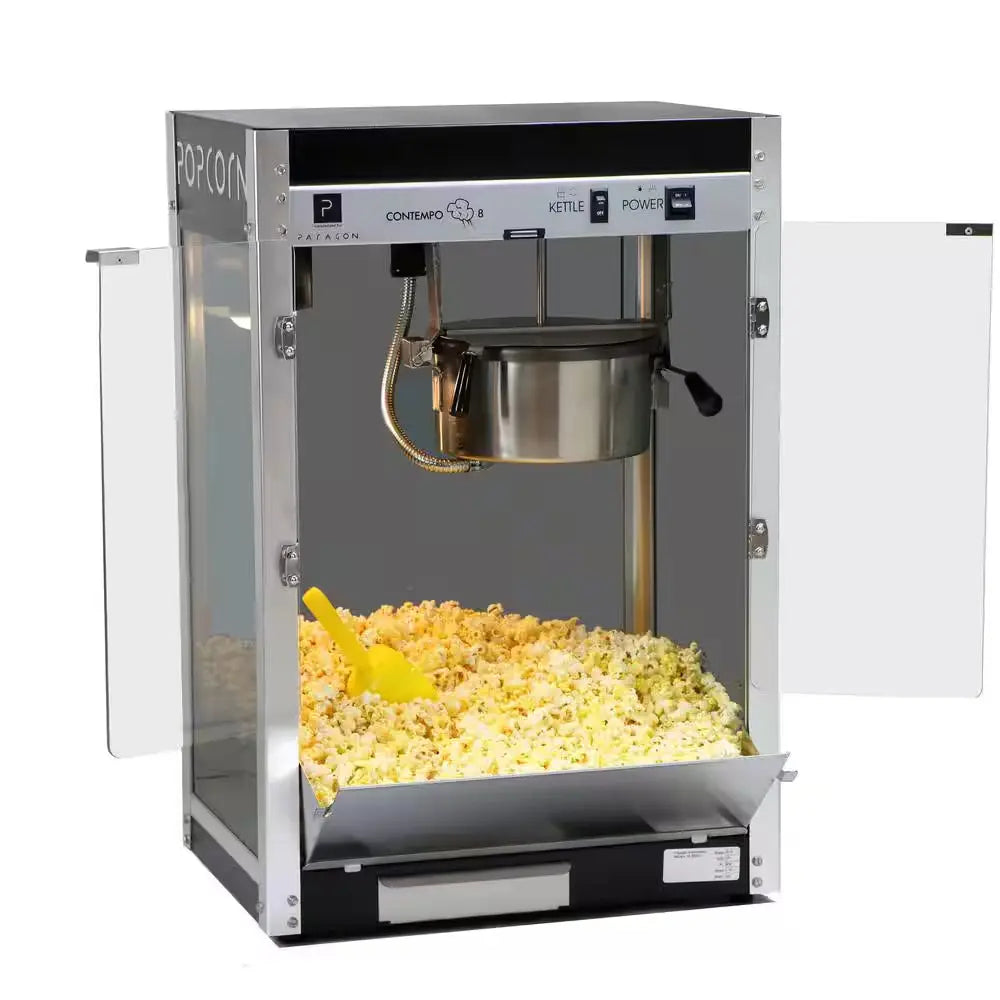Contempo Pop 8 Oz. Black Stainless Steel Countertop Popcorn Machine