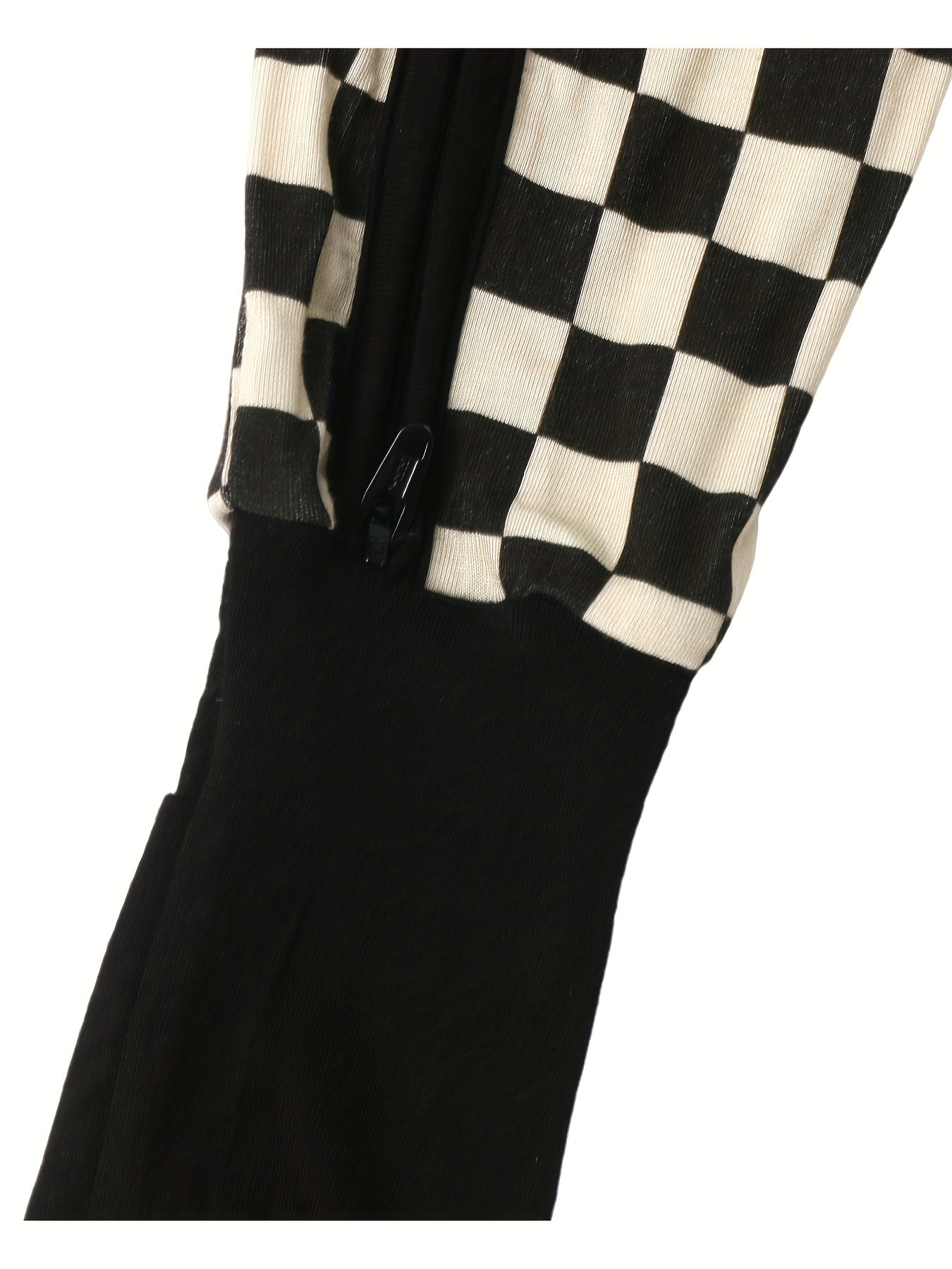Bamboo Fiber Baby Long Sleeve Checkerboard Plaid Onesie - Black and White Zip Up Jumpsuit Chef's Market