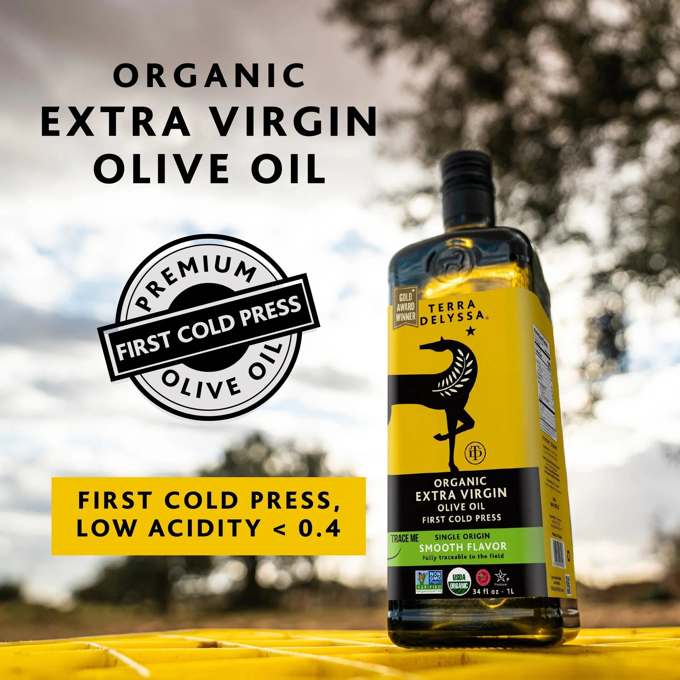 Organic Extra Virgin Olive Oil, 34 Fl. Oz. Glass
