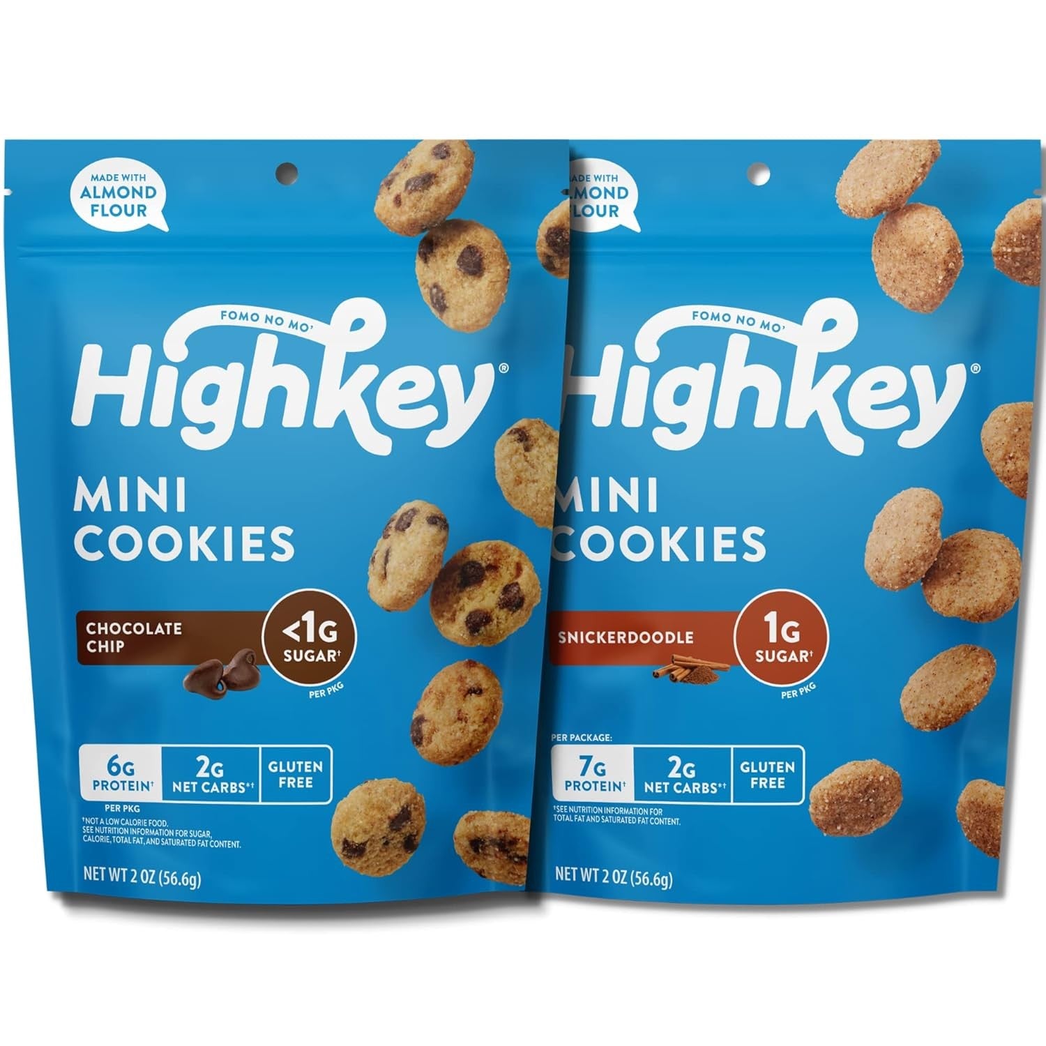 Highkey Sugar Free Cookies Variety 2-Pack - Keto Snack Pack Zero - 4Oz