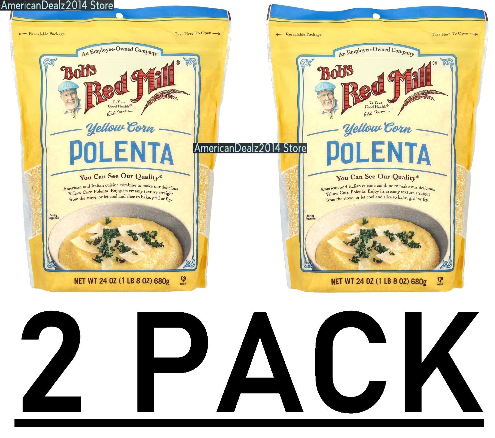 2 PACK - Bob'S Red Mill Yellow Corn Polenta 24 Oz (Total 48 Oz)