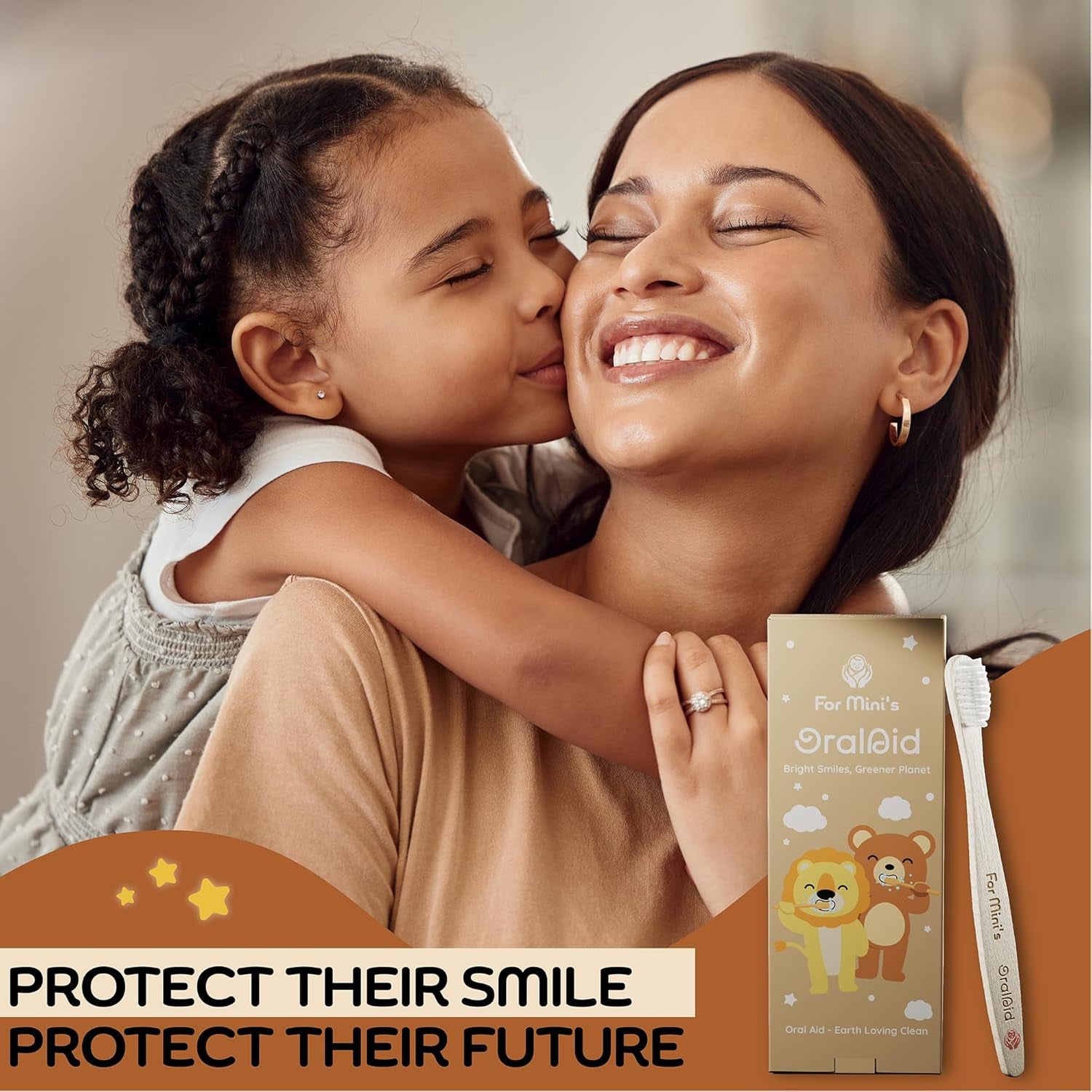 Oral Aid Bamboo Toothbrushes for Kids, Bamboo Handle, Eco-Friendly Kids Bamboo Toothbrush Set, Soft Bristle, Biodegradable Packaging, 4 Pack