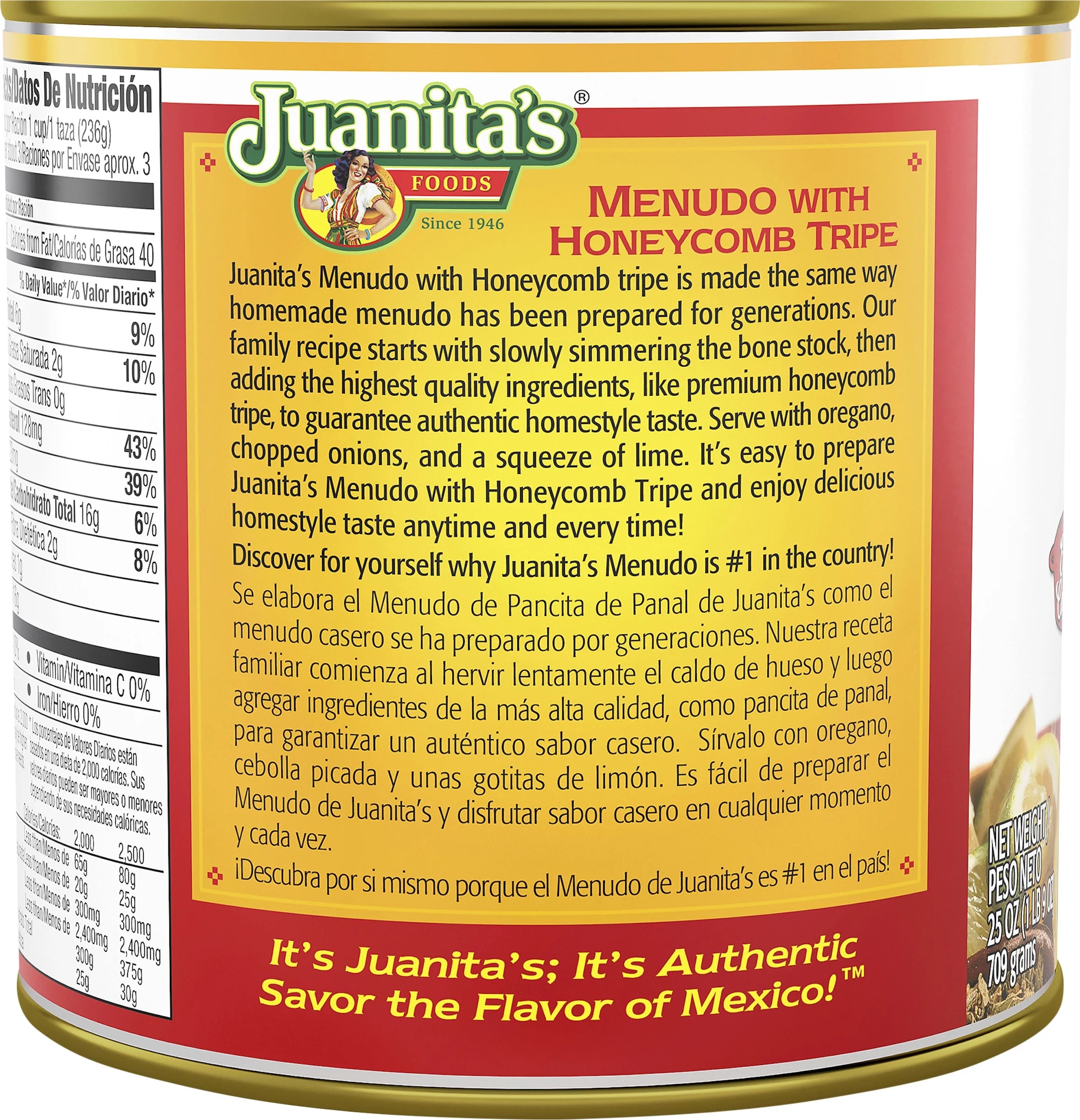 Juanita’S Foods Ready to Serve Menudo with Honeycomb Tripe Soup, 25 Oz Can