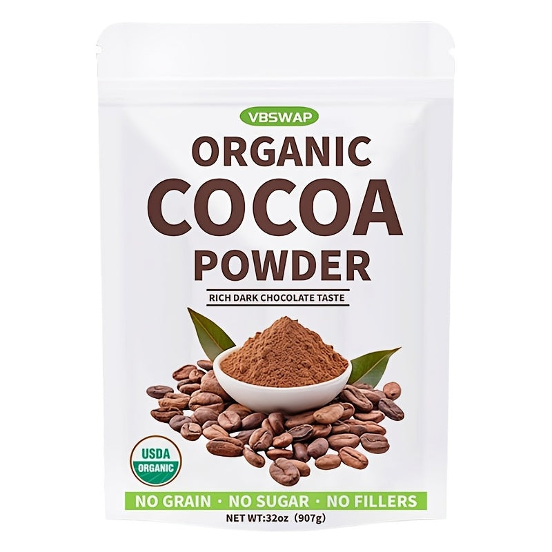 VBSWAP Organic Cacao Powder, 2lb - Unsweetened Cocoa Powder with Rich Dark Chocolate Flavor, Perfect for Baking, Coffee, Instant Drinks &Smoothies-Intensely Rich Flavor Cacao Powder-Cheap Items Chef's Market