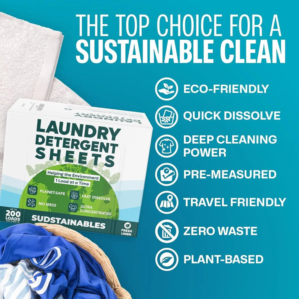 Laundry Detergent Sheets (200 Loads) – Eco-Friendly, Zero Waste, Plastic-Free La