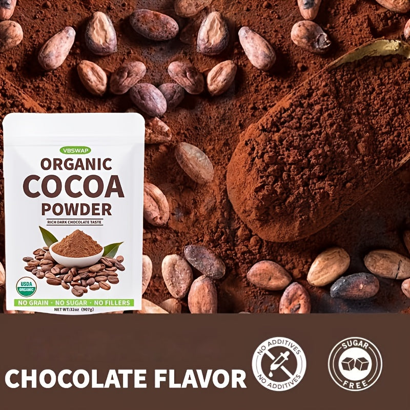 VBSWAP Organic Cacao Powder, 2lb - Unsweetened Cocoa Powder with Rich Dark Chocolate Flavor, Perfect for Baking, Coffee, Instant Drinks &Smoothies-Intensely Rich Flavor Cacao Powder-Cheap Items Chef's Market