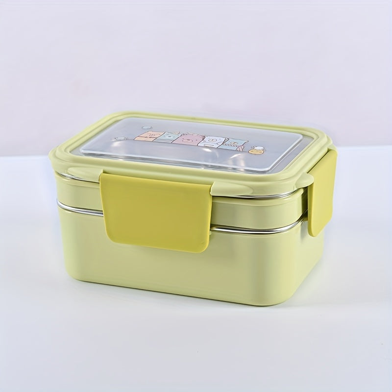 A Portable Stainless Steel Lunch Box with Compartments, Suitable for Office Workers, Square Divided Microwave Bento Box, Leak-Proof Food Container, Ideal for Adults, Kitchen Supplies for Families Chef's Market