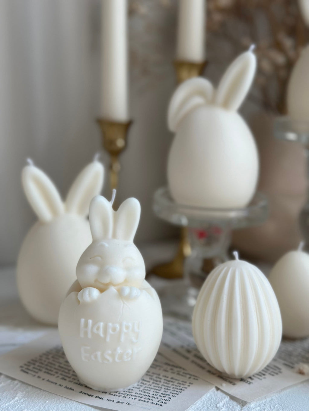 Handmade Easter Bunny Soy Wax Candle Collection, Vegan Spring Home Decor, Gift Set