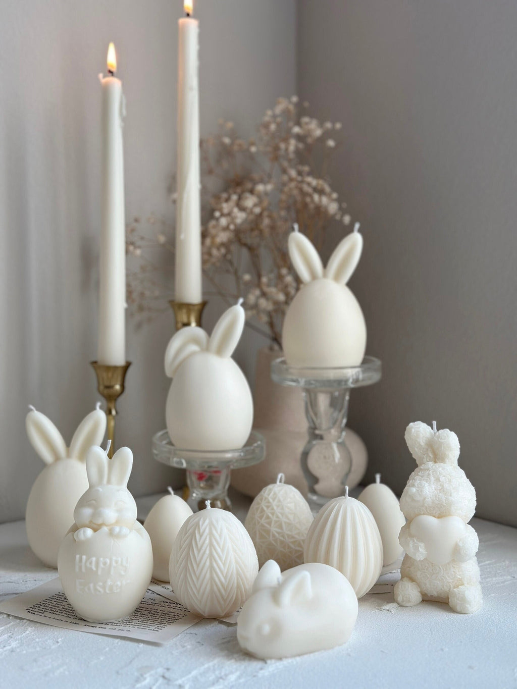 Handmade Easter Bunny Soy Wax Candle Collection, Vegan Spring Home Decor, Gift Set