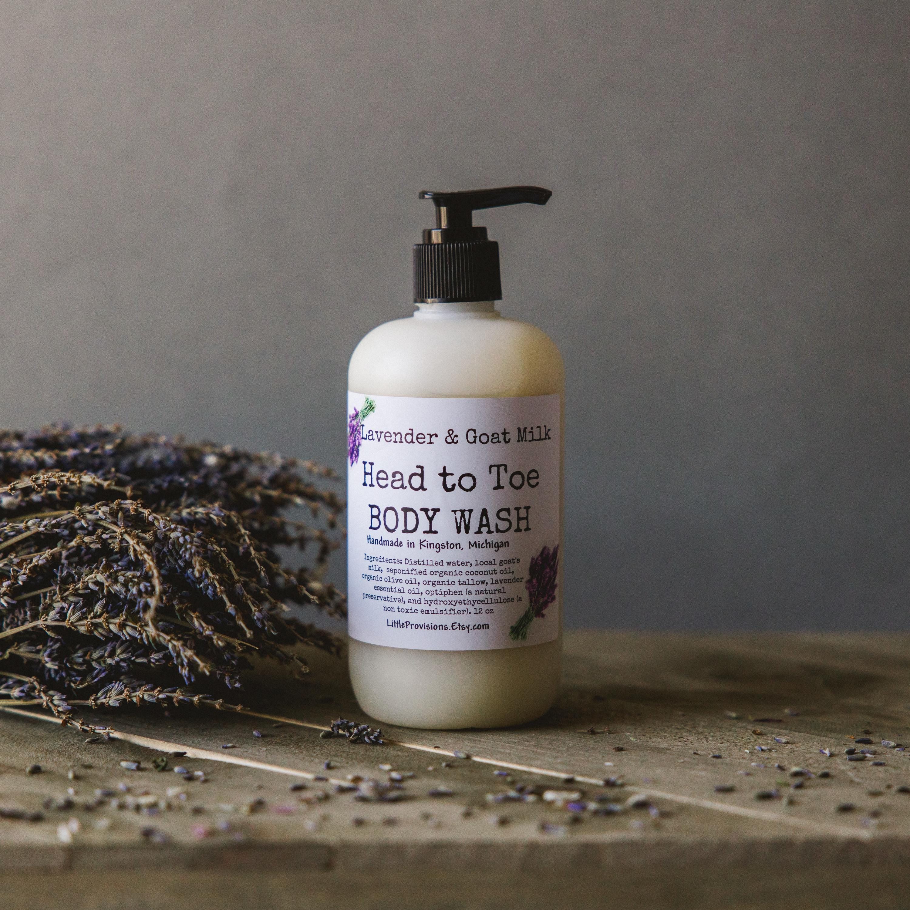 Goat Milk Body Wash Pure Ingredients 12Oz Pump Organic Oils Lavender Peppermint Orange Lemongrass